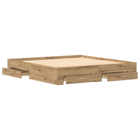 Bed Frame With Drawers Artisan Oak 180X200 Cm Engineered Wood