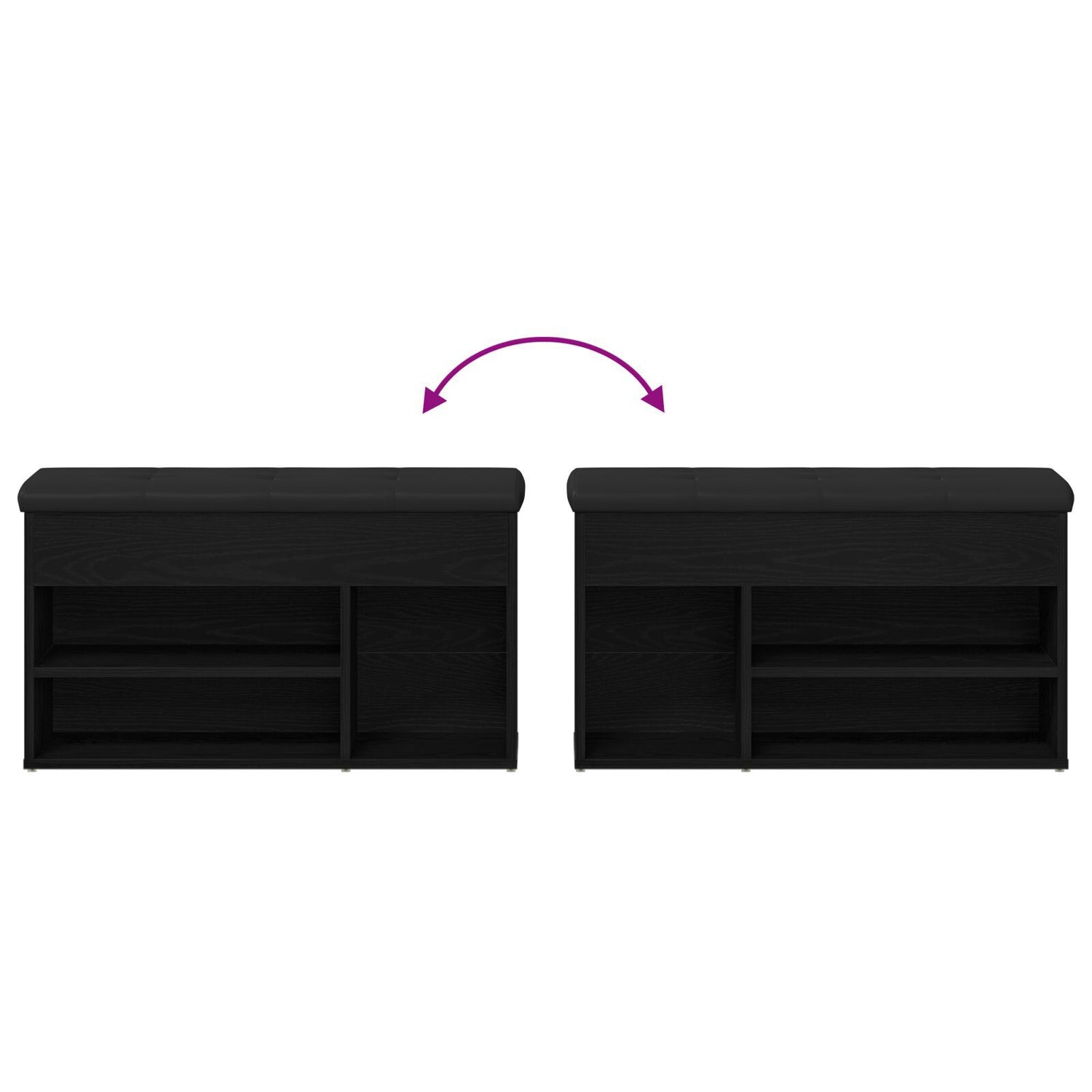 Storage Bench Black Oak 80X30X45 Cm Engineered Wood