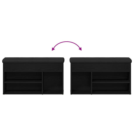 Storage Bench Black Oak 80X30X45 Cm Engineered Wood