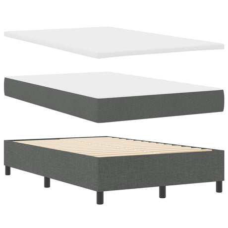 Box Spring Bed With Mattress & Led Dark Grey 120X190 Cm Fabric