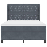 Box Spring Bed With Mattress & Led Dark Grey 140X190 Cm Velvet