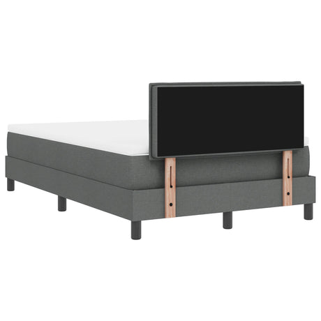 Box Spring Bed With Mattress & Led Dark Grey 120X200 Cm Fabric