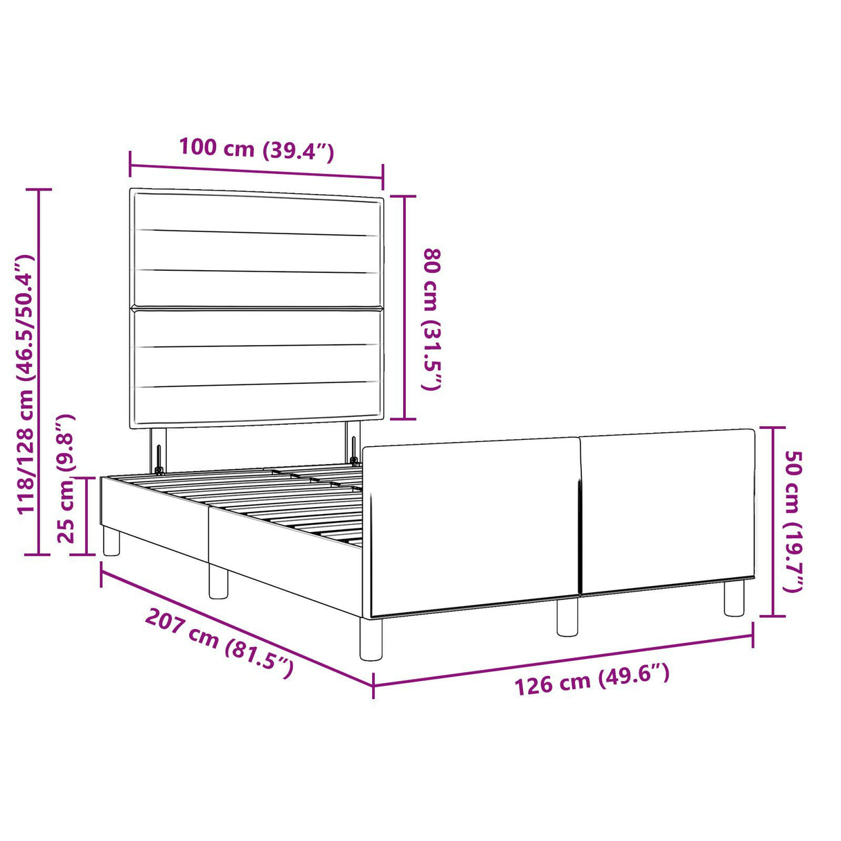 Bed Frame In Taupe - 120X200 Cm, Fabric