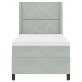 Box Spring Bed With Mattress & Led Light Grey 100X200 Cm Velvet