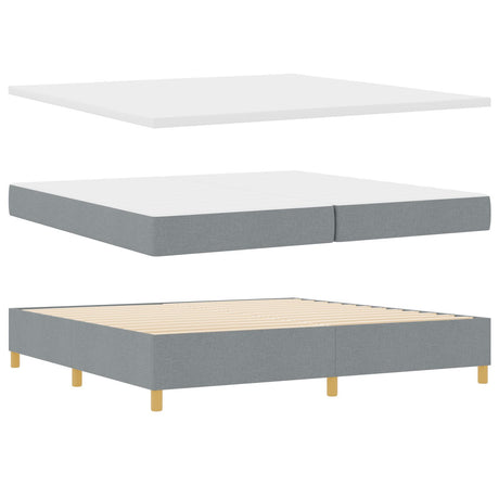 Box Spring Bed With Mattress Light Grey 200X200 Cm Fabric