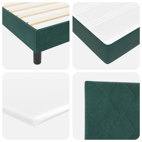 Box Spring Bed With Mattress & Led Dark Green 120X200 Cm Velvet