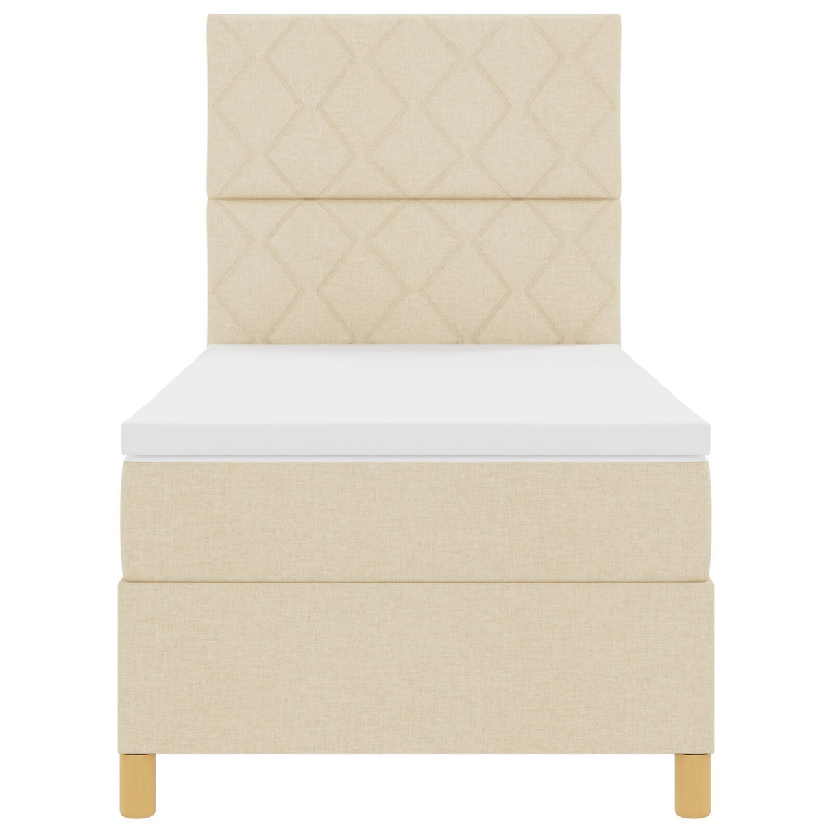 Box Spring Bed With Mattress & Led Cream 100X200 Cm Fabric