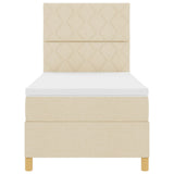 Box Spring Bed With Mattress & Led Cream 100X200 Cm Fabric