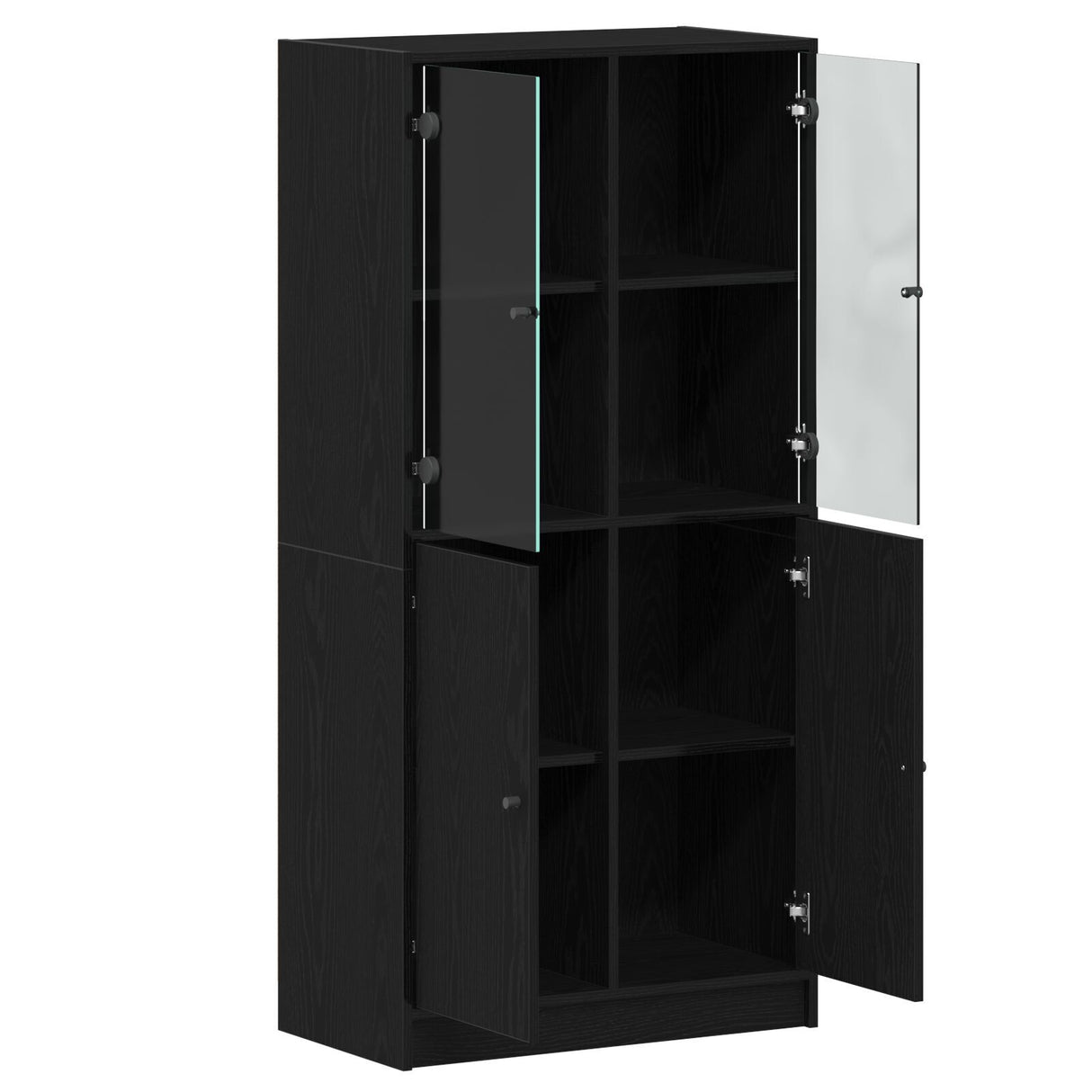 Highboard With Doors Black Oak 68X37X142 Cm Engineered Wood