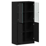 Highboard With Doors Black Oak 68X37X142 Cm Engineered Wood