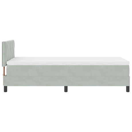 Box Spring Bed With Mattress & Led Light Grey 100X200 Cm Velvet