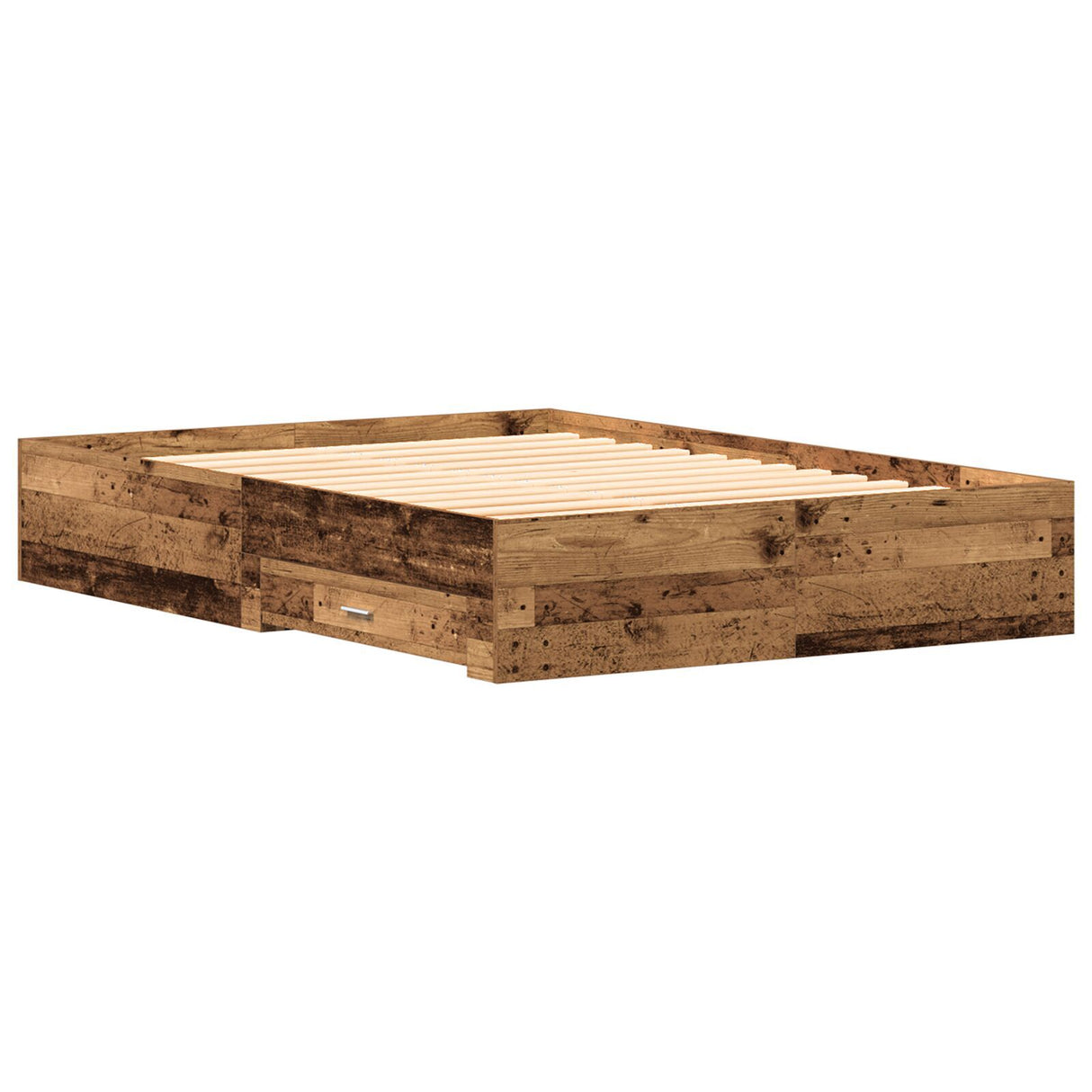 Bed Frame With Drawers Old Wood Engineered Wood 160 X 200 Cm