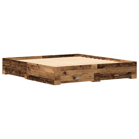 Bed Frame With Drawers Old Wood 180X200 Cm Engineered Wood