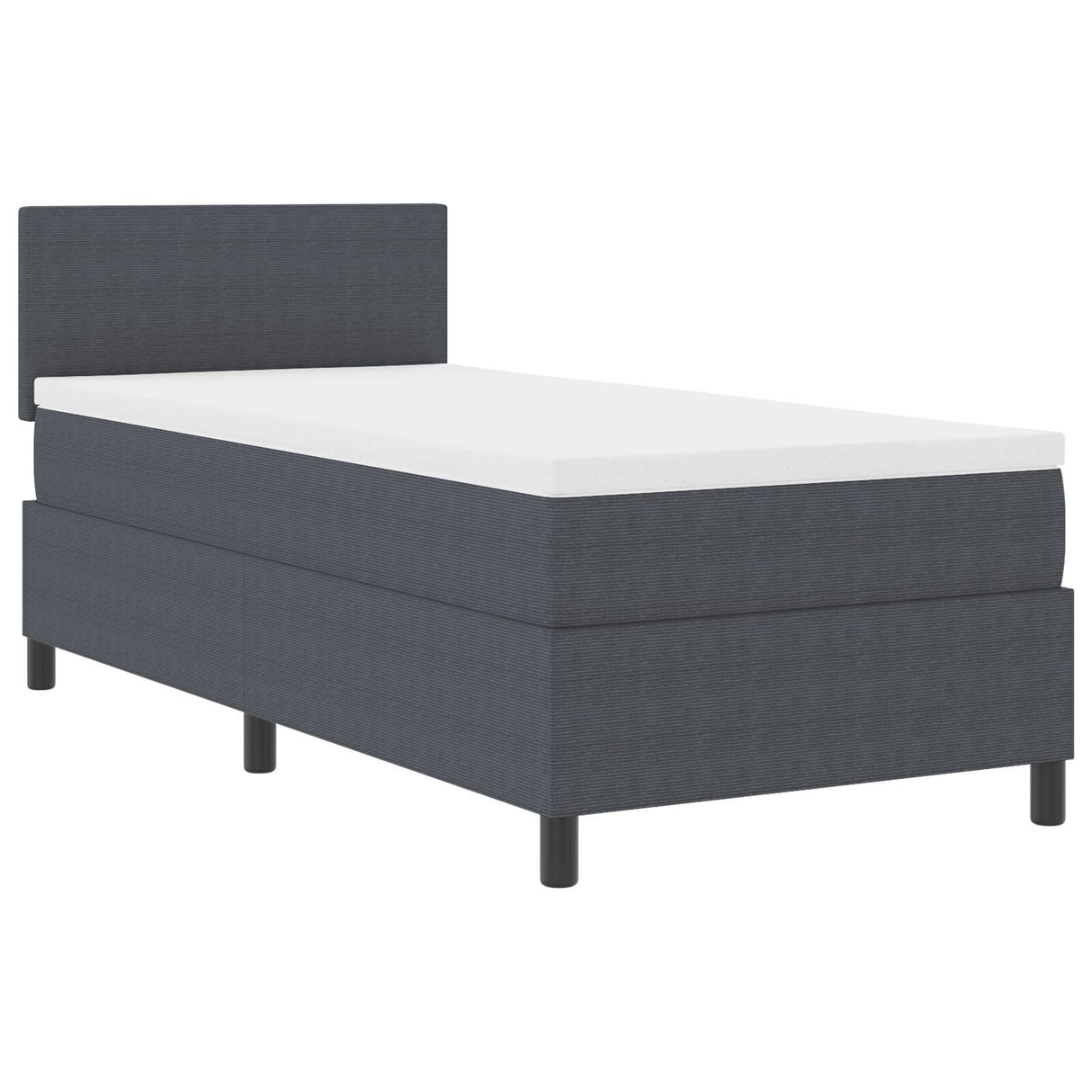 Box Spring Bed With Mattress Dark Grey 80X200 Cm Corduroy Fabric