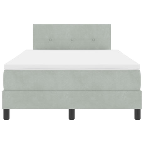 Box Spring Bed With Mattress & Led Light Grey 120X190 Cm Velvet