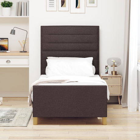 Bed Frame In Dark Brown, 80X200 Cm, Fabric