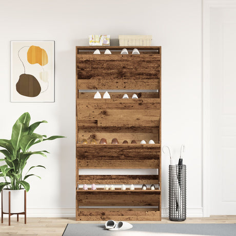 Shoe Cabinet Old Wood Engineered Wood 80 X 21 X 163.5 Cm Durable