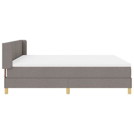 Box Spring Bed With Mattress Taupe 180X200 Cm Fabric,  Headboard Diamond Blocks Design Taupe 180 Cm Fabric