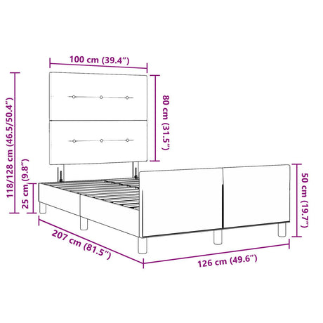 Bed Frame Dark Grey 120X200 Cm Velvet