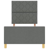Bed Frame Dark Grey Wood, Fabric 100 X 200 Cm Stylish Design