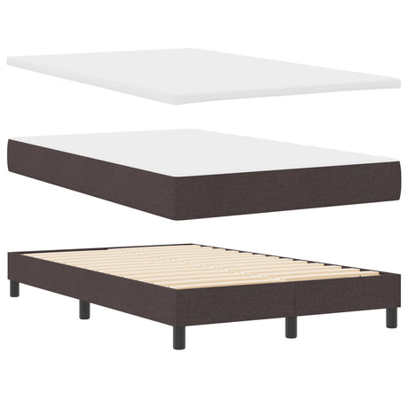 Box Spring Bed With Mattress & Led Dark Brown 120X190 Cm Fabric