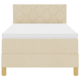 Box Spring Bed With Mattress & Led Cream 90X200 Cm Fabric