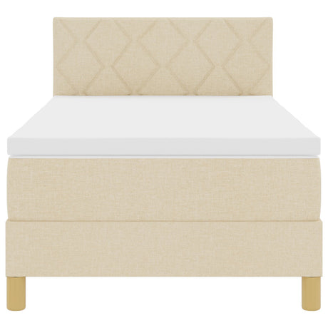 Box Spring Bed With Mattress & Led Cream 90X200 Cm Fabric