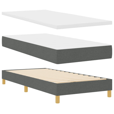 Box Spring Bed With Mattress & Led Dark Grey 90X200 Cm Fabric