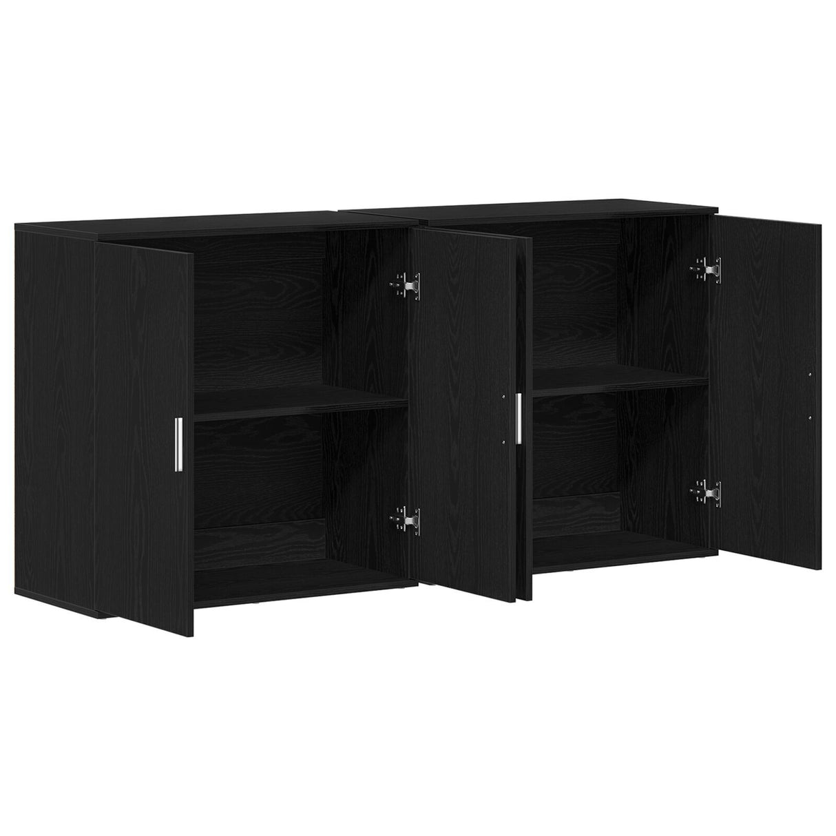 Sideboards 2 Pcs Black Oak 79X38X80 Cm Engineered Wood