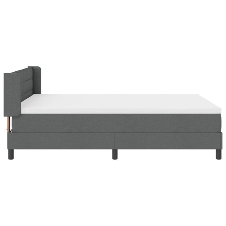 Box Spring Bed With Mattress Dark Grey 140X200 Cm Fabric,  Headboard Lines Design Dark Grey 140 Cm Fabric