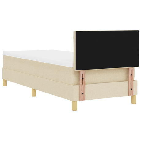 Box Spring Bed With Mattress & Led Cream 80X200 Cm Fabric
