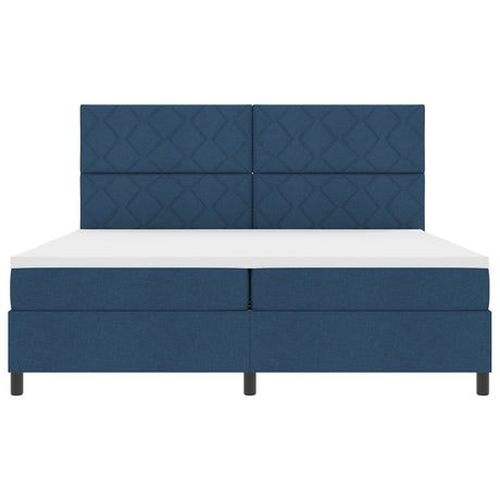 Box Spring Bed With Mattress & Led Blue 200X200 Cm Fabric
