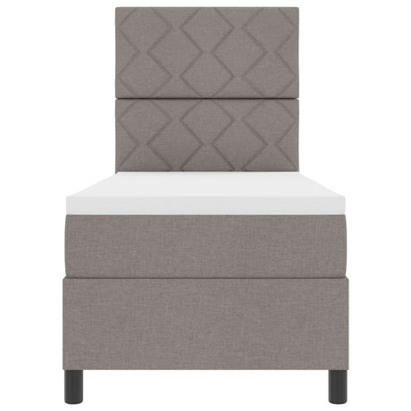 Box Spring Bed With Mattress & Led Taupe 80X200 Cm Fabric