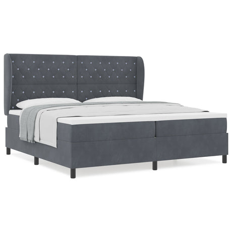 Box Spring Bed With Mattress Dark Grey 200X200 Cm Velvet