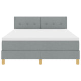 Box Spring Bed With Mattress & Led Light Grey 140X200 Cm Fabric