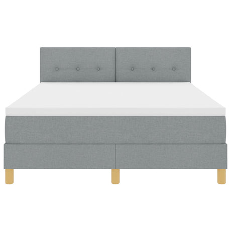 Box Spring Bed With Mattress & Led Light Grey 140X200 Cm Fabric
