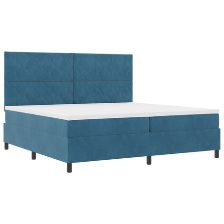 Box Spring Bed With Mattress & Led Dark Blue 200X200 Cm Velvet