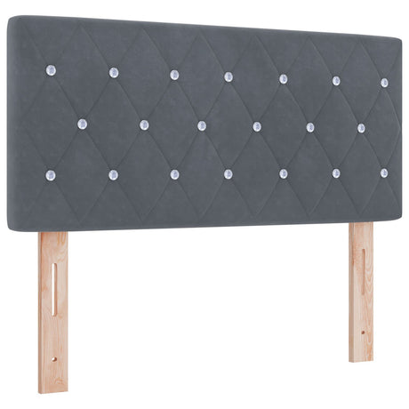 Box Spring Bed With Mattress In Dark Grey, 100X200 Cm, Velvet