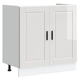 Sink Base Cabinet &quot;Porto&quot; With Sink High Gloss White 80X46X84,5 Cm Engineered Wood
