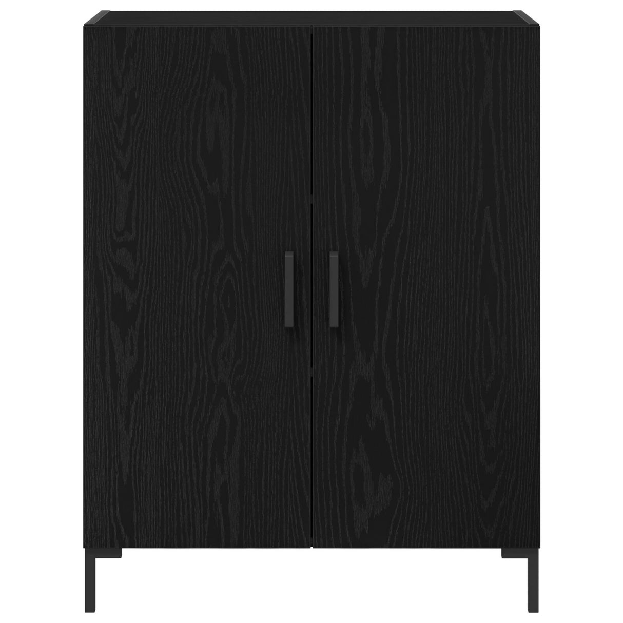 Sideboard With Wall Cabinet Black Oak Engineered Wood