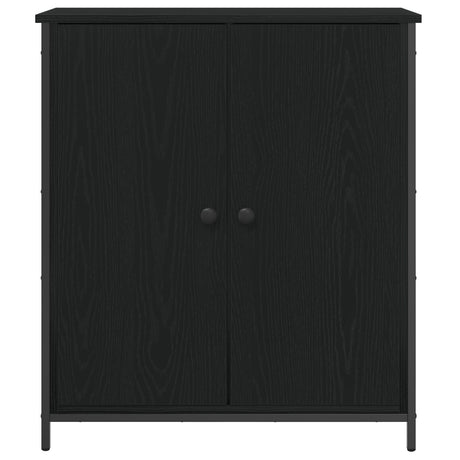 Sideboard Black Oak 70X30X80 Cm Engineered Wood And Steel