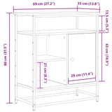Sideboard Old Wood 69X35X80 Cm Engineered Wood And Steel