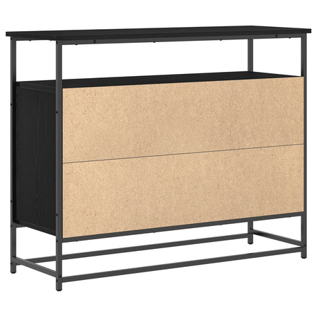Sideboard Black Oak 100X35X80 Cm Engineered Wood And Steel