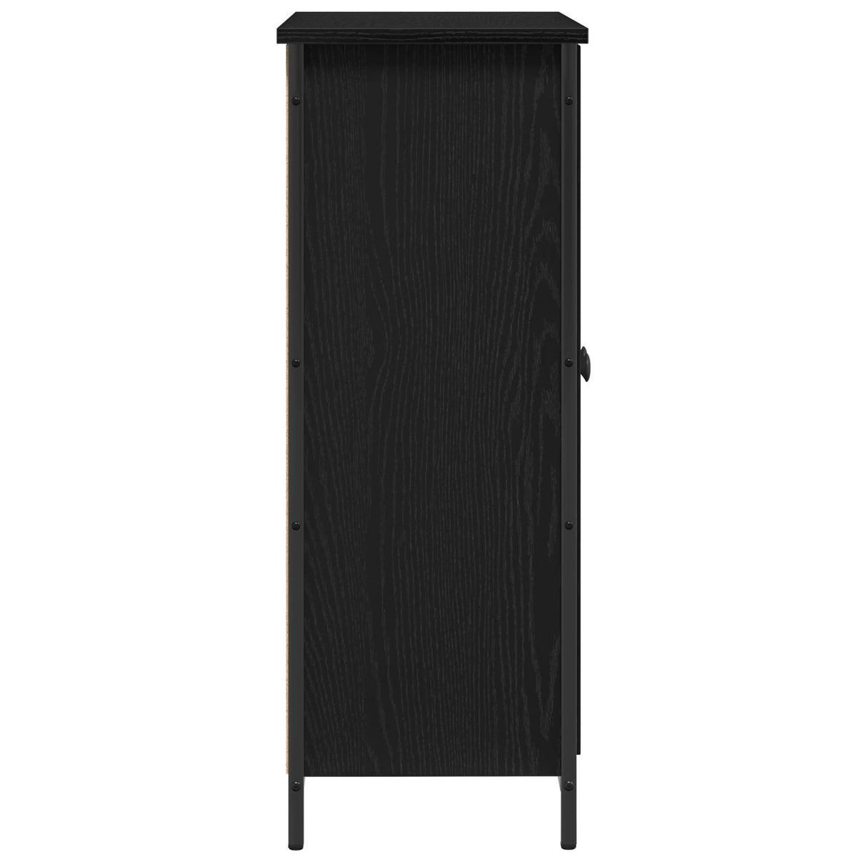 Sideboard Black Oak 70X30X80 Cm Engineered Wood And Steel