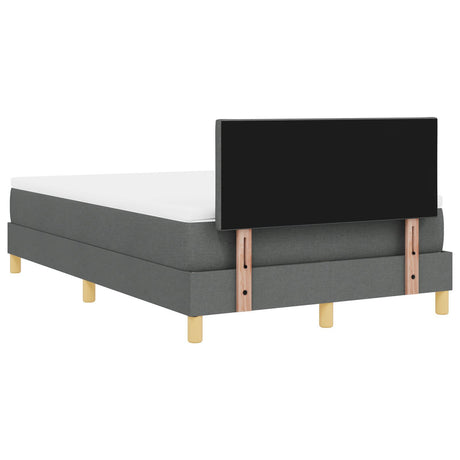 Box Spring Bed With Mattress & Led Dark Grey 120X200 Cm Fabric