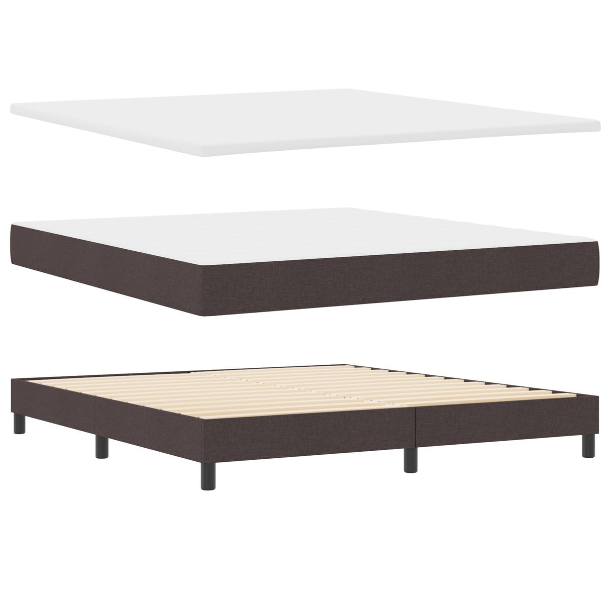 Box Spring Bed With Mattress & Led Dark Brown 180X200 Cm Fabric