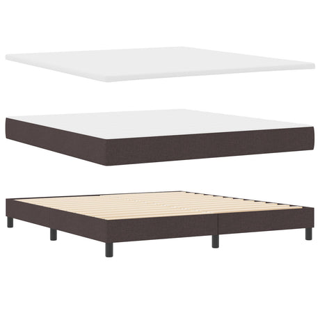 Box Spring Bed With Mattress & Led Dark Brown 180X200 Cm Fabric