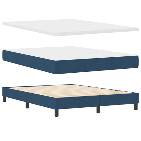 Box Spring Bed With Mattress & Led Blue 140X190 Cm Fabric