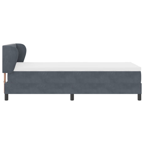 Box Spring Bed With Mattress In Dark Grey, 100X200 Cm, Velvet