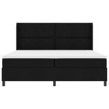 Box Spring Bed With Mattress & Led Black 200X200 Cm Fabric